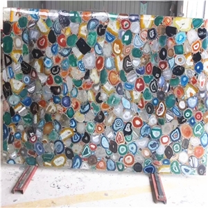 Multicolor Semiprecious Stone Jade Agate Multicolor Gemstone Slab Tile