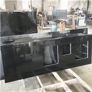 Nero Absoluto Granito China Pure Black Granite Double Sink Countertops