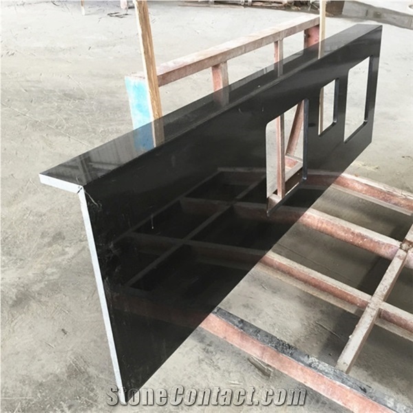 Nero Absoluto Granito China Pure Black Granite Double Sink Countertops