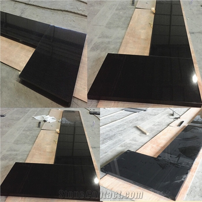 Nero Absoluto Granito China Pure Black Granite Double Sink Countertops