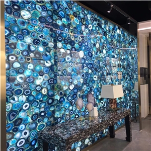 Translucent Blue Semiprecious Wall Background,Blue Gemstone Wall Panel