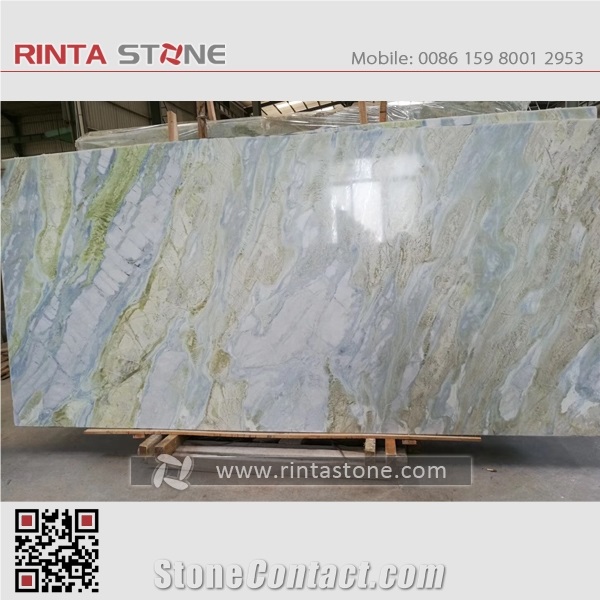 Changbai White Onyx China Blue River Dreaming Moon Slab