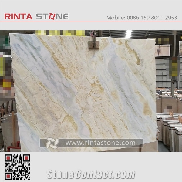 Changbai White Onyx China Blue River Marble Dreaming Moon Slab