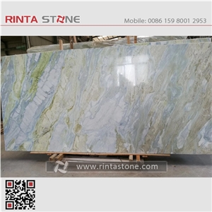 Changbai White Onyx China Blue River Marble Dreaming Moon Slab