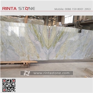 Changbai White Onyx China Blue River Marble Dreaming Moon Slab