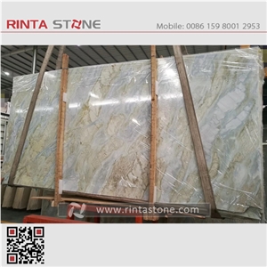 Changbai White Onyx China Blue River Marble Dreaming Moon Slab
