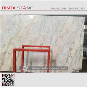 Changbai White Onyx China Blue River Marble Dreaming Moon Slab