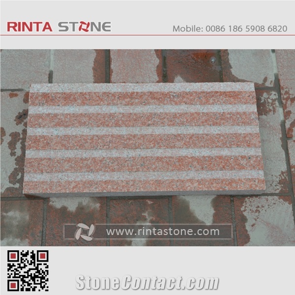 China Red Granite Natural Dark Real Deep Stone for Blind Person，Cube Stone & Pavers