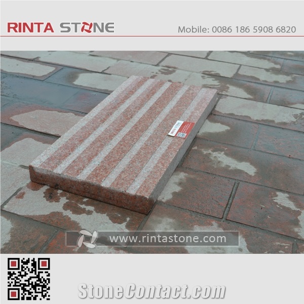 China Red Granite Natural Dark Real Deep Stone for Blind Person，Cube Stone & Pavers