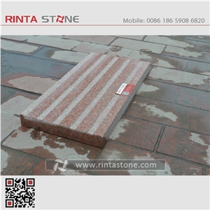 China Red Granite Natural Dark Real Deep Stone for Blind Person，Cube Stone & Pavers