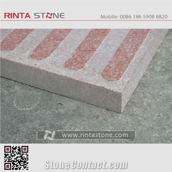 China Red Granite Natural Dark Real Deep Stone for Blind Person，Cube Stone & Pavers