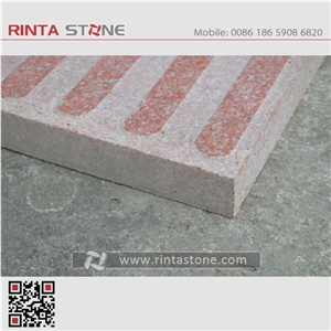 China Red Granite Natural Dark Real Deep Stone for Blind Person，Cube Stone & Pavers