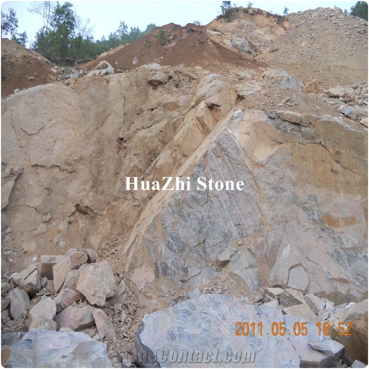 China Quarry Owner Granite Block Boulders Rough Exotic Multicolor Red