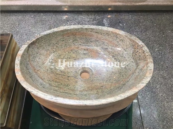 Granite Oval Sinks for Home Decor, Black Stone Round Basins, Wash Sink