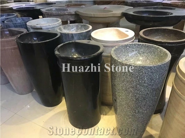 Granite Oval Sinks for Home Decor, Black Stone Round Basins, Wash Sink
