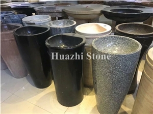 Granite Oval Sinks for Home Decor, Black Stone Round Basins, Wash Sink