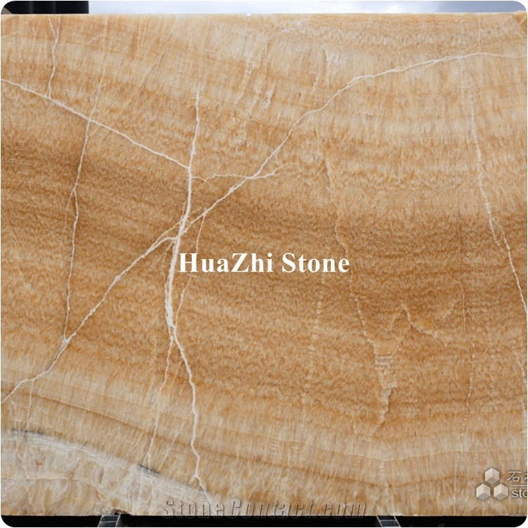 Interior Backlit Honey Yellow Wood Onyx Translucent Wall Panel