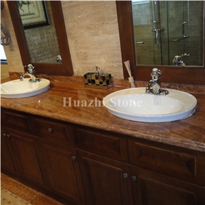 Red Wooden Marble Countertop/Polished Bath Tops/Red Stone