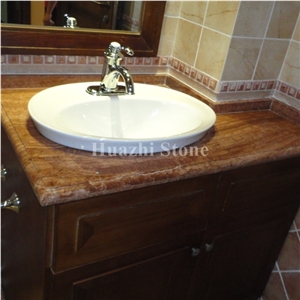 Red Wooden Marble Countertop/Polished Bath Tops/Red Stone