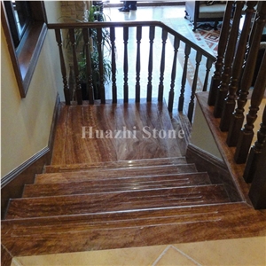 Red Wooden Marble/Serpeggiante/Polished/Stairs & Steps/Hotel Projects
