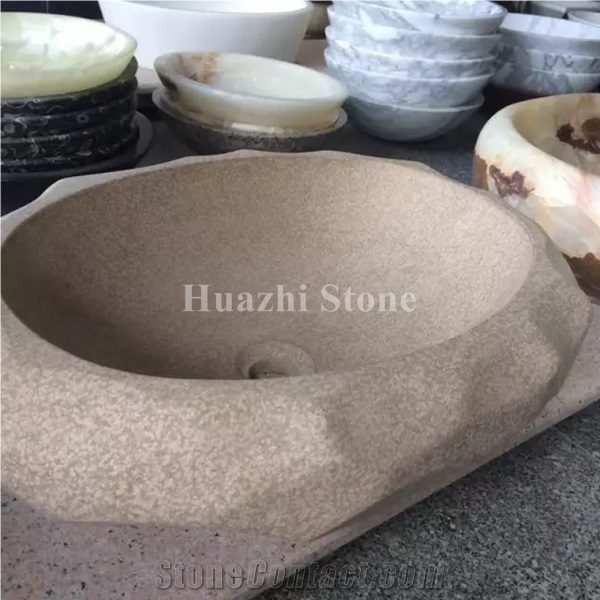 Sandstone Sink/Beige Sandstone Basin/Round Basins/Round Sinks/Bathroom