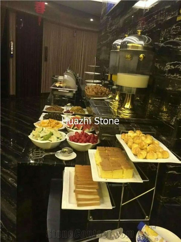 Sliver Line Black Marble Bar Top/Hotel Top