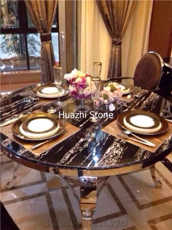 Sliver Line Black Marble Bar Top/Hotel Top