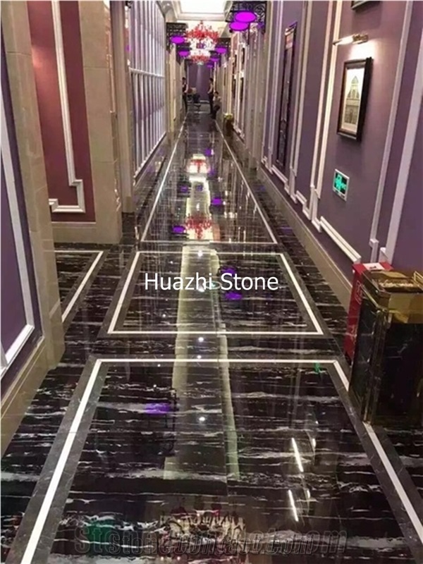Sliver Line Black Marble Bar Top/Hotel Top