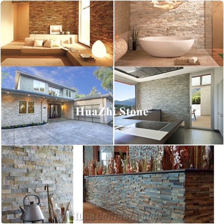 Split Face White Marble Slate Ledger Panel Culture Stacked Ledge Stone