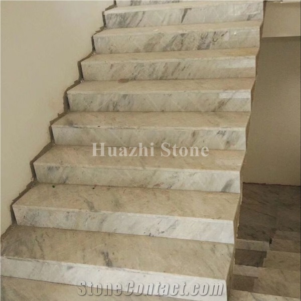 White Marble with Grey Vein/Marble Stairs