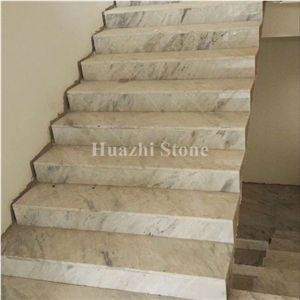 White Marble with Grey Vein/Marble Stairs