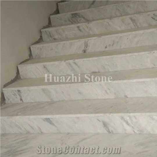 White Marble with Grey Vein/Marble Stairs