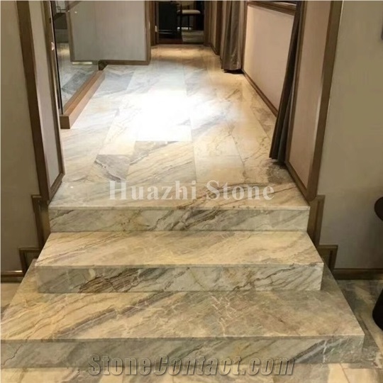 White Marble with Grey Vein/Marble Stairs