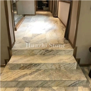 White Marble with Grey Vein/Marble Stairs