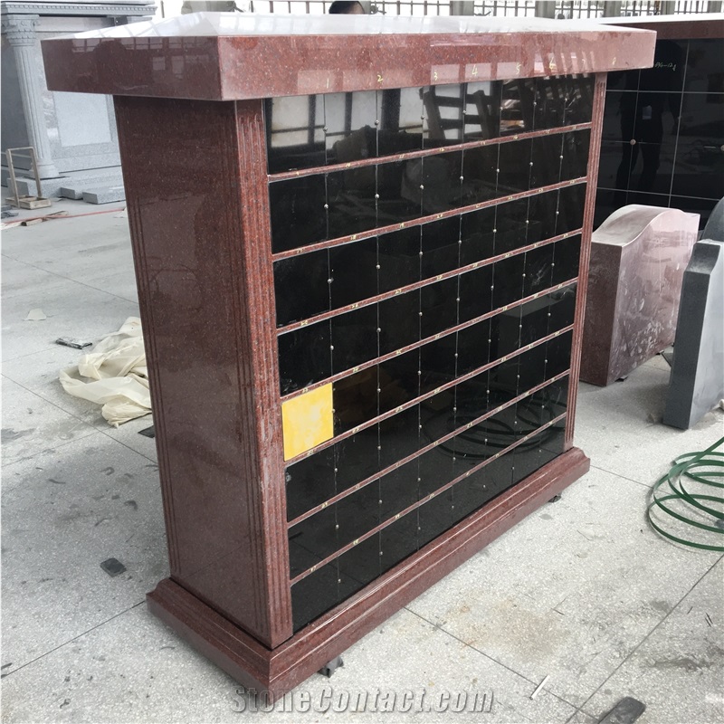 Imperial Red Shanxi Black 128 Niche Cremetery Columbarium Wall Design