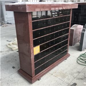 Imperial Red Shanxi Black 128 Niche Cremetery Columbarium Wall Design