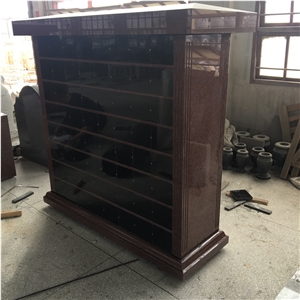 Imperial Red Shanxi Black 128 Niche Cremetery Columbarium Wall Design