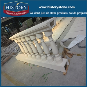 Gorgeous Decorative Pillars Hollow Limestone White Marble Balustrade