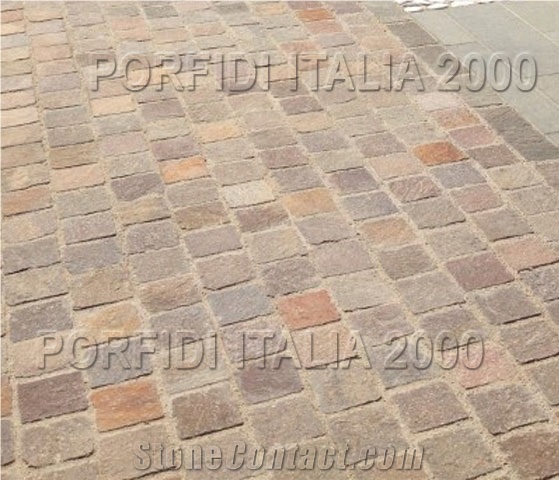 Porphyry Cubes 10x10cm, Porfido Trentino Cobbles