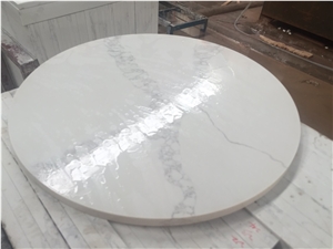 Calacatta White Quartz-V130-2-Round Top
