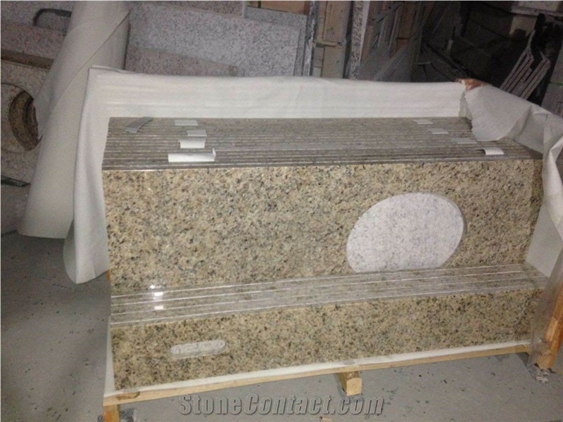 China Granite Countertop Soft Yellow Bathroom Countertop Worktops