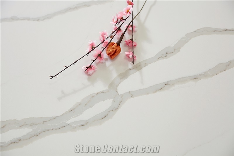 Polished Quartz Calacatta White 04 Vm-161023 Quartz Tiles&Slabs