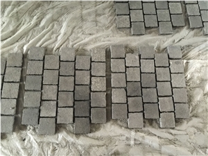 Paving Stone &Natural Split Granite Paver on Mesh,Grey/Black Cubestone