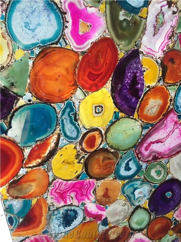 Multicolor Agate Semi-Precious Stone/Backlit/Polished/Gemstone Slabs