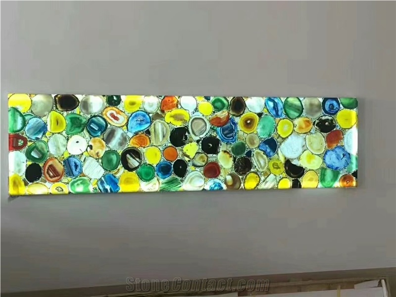 Multicolor Agate Semi-Precious Stone/Backlit/Polished/Gemstone Slabs