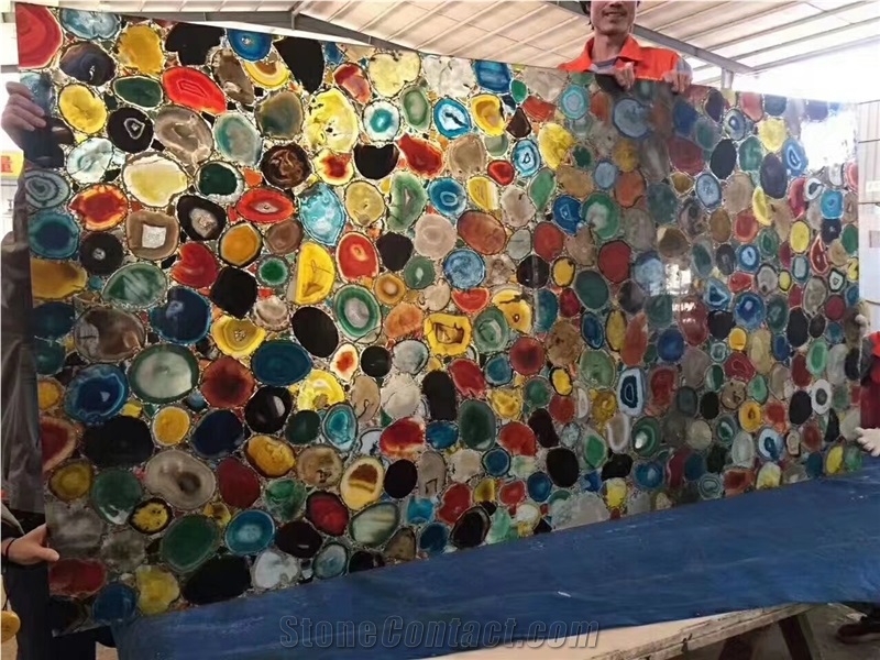 Multicolor Agate Semi-Precious Stone/Backlit/Polished/Gemstone Slabs