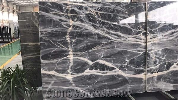 Ocean Grey Wood Vein Marble High Polished Slabs for Background Wall