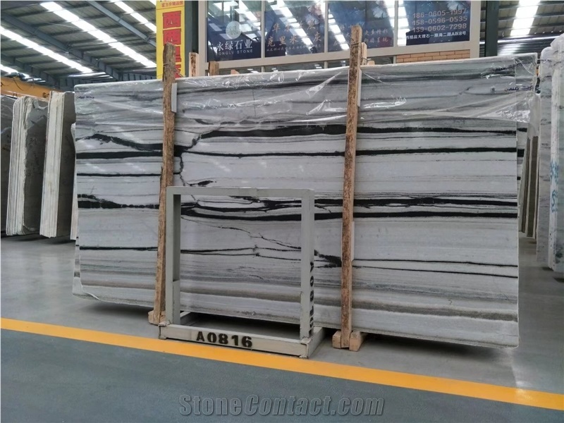 White with Black Line Veins Marble Tiles for Wall and Floor Covering