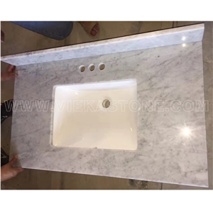 Rectangle Bianco Carrara White Marble Bathroom Countertop Vanity Top Bathroom