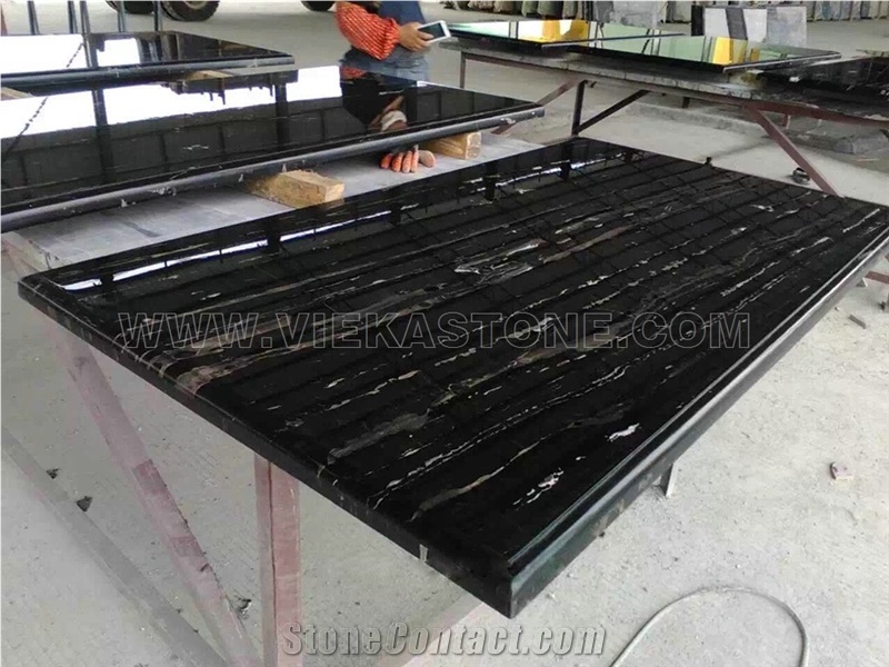 Silver Dragon China Nero Portoro Marble Countertop Vanity Top
